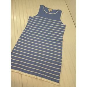 STS Sail to Sable Blue White Striped Sleeveless Mini Dress Nautical Knit Size L